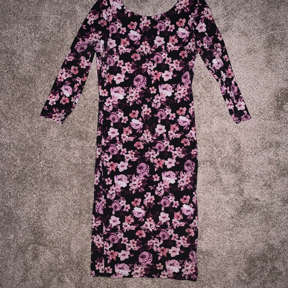 Black and floral bodycon dress